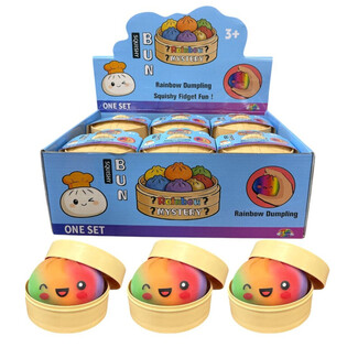 RAGE - RAINBOW Squishy Bun Dumplings GROSS (8.5 x 8.5 x 4.8 cm) - Viral 2026 Fidget Toy (12er)