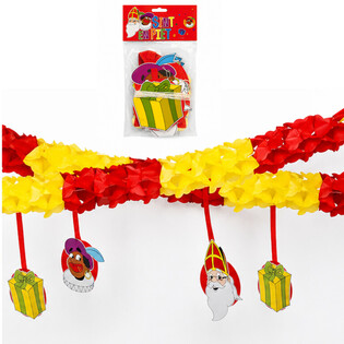 Sinterklaas und Piet Girlande mit Anhängern - 4 m (6 Stk.)