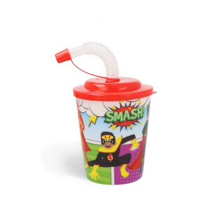 Trinkbecher / Eisbecher mit Strohhalm - Superhero (12 Stk.)