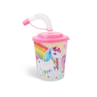 TRINKBECHER / EISBECHER MIT STROHHALM &ndash; EINHORN (12 Stk.)