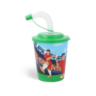 Trinkbecher / Eisbecher mit Strohhalm &ndash; Fu&szlig;baller (12 Stk.)