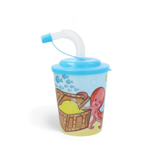TRINKBECHER / EISBECHER MIT STROHHALM &ndash; SEALIFE / MEERESTIERE (12 St.)