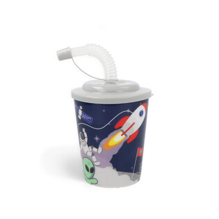 TRINKBECHER / EISBECHER MIT STROHHALM &ndash; WELTRAUM (12 St.)