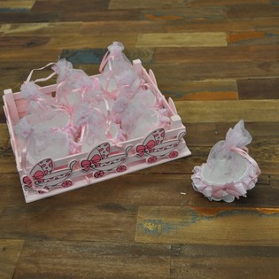 Deko-Kiste mit 9 Deko-Kinderwagen - Rosa