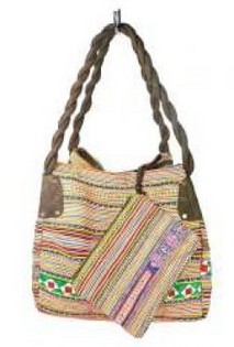 B-Fair Brokat-Tasche Klein Braun & Gr&uuml;n (1 Stk.)