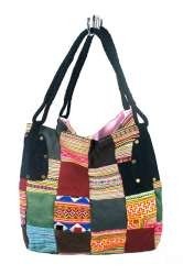 B-Fair Patchwork-Tasche Gro&szlig; Schwarz - Handgefertigt (1 Stk.)