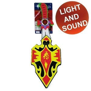 Schaumstoff-Schwert mit Schild auf Karte (6er-Pack) - Licht & Sound